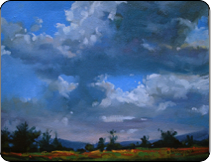 oil painting, landscape, clouds